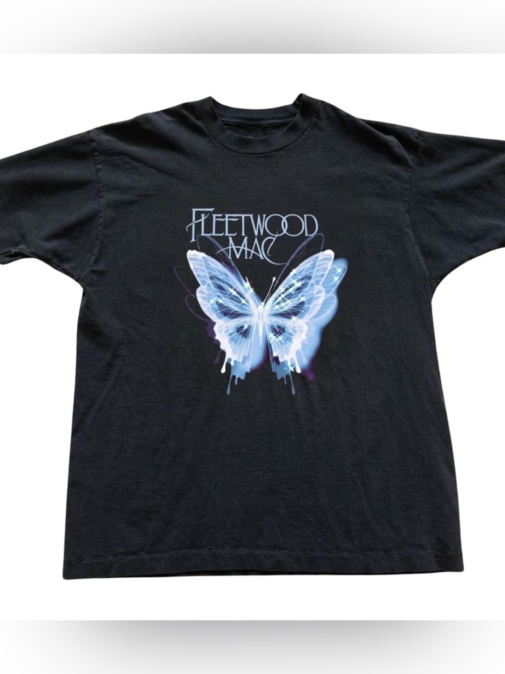 Gildan Black Fleetwood Mac Tee with Blue Butterfly Graphic